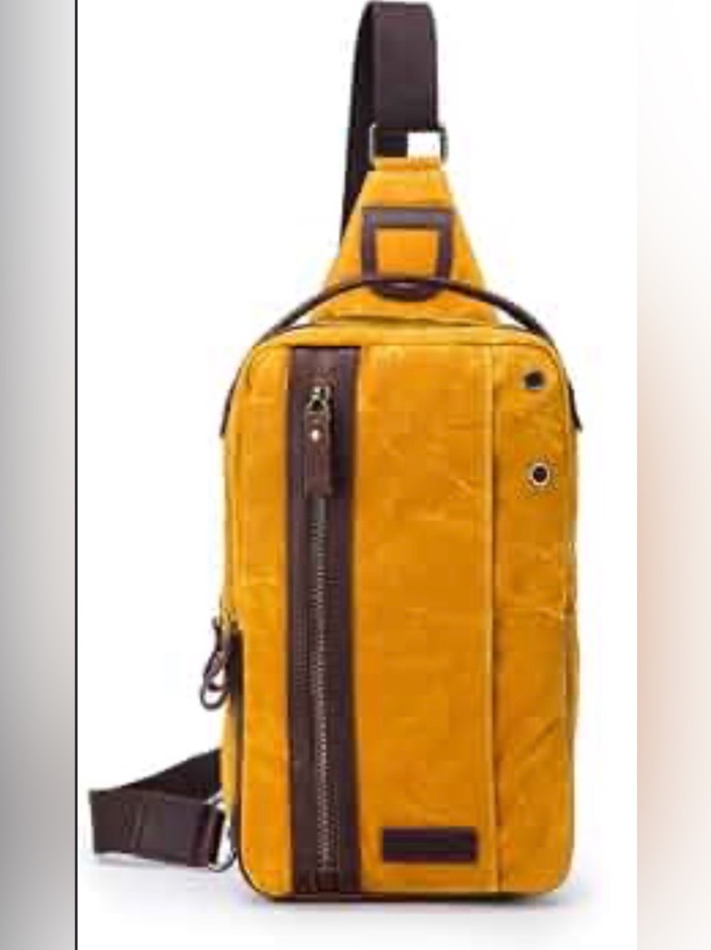 Della Q Makers Bags Waxed Canvas & Leather Mini Messenger Sling bag in Mustard
